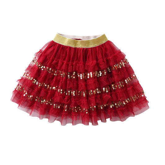 Red Sequence Tutu Mini Skirt